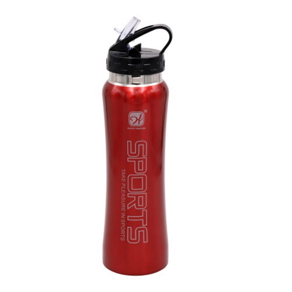 Botella de Agua 750 ml Color Rojo de Acero Inoxidable de - Con Pipeta Abatible 1 Botella de Agua 750 ml roja